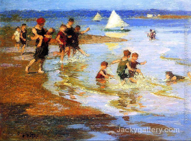 Children at Play on the Beach by Edward Henry Potthast paintings reproduction